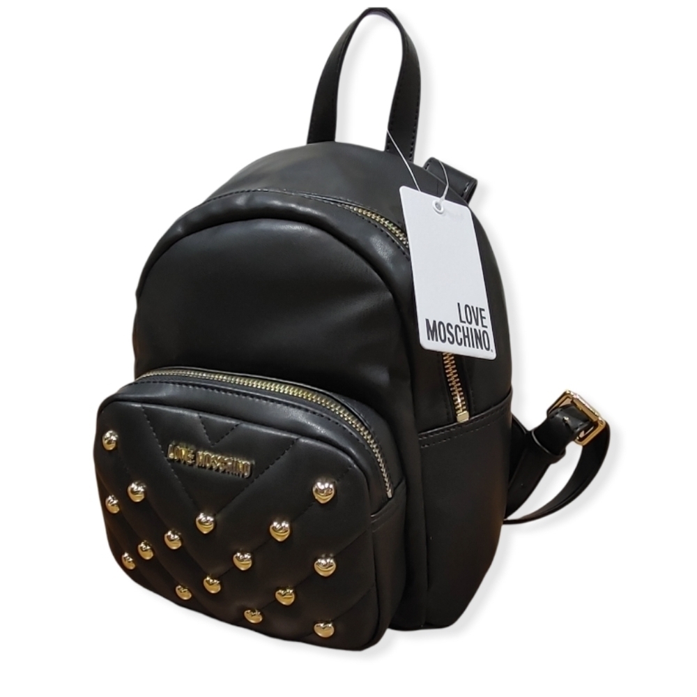 Love Moschino Black Vegan Leather Studded Backpack